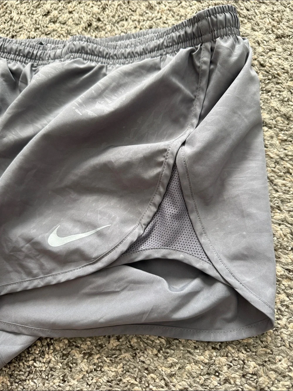 Nike Women's Heather Gray Athletic Running Shorts with Reflective Swoosh